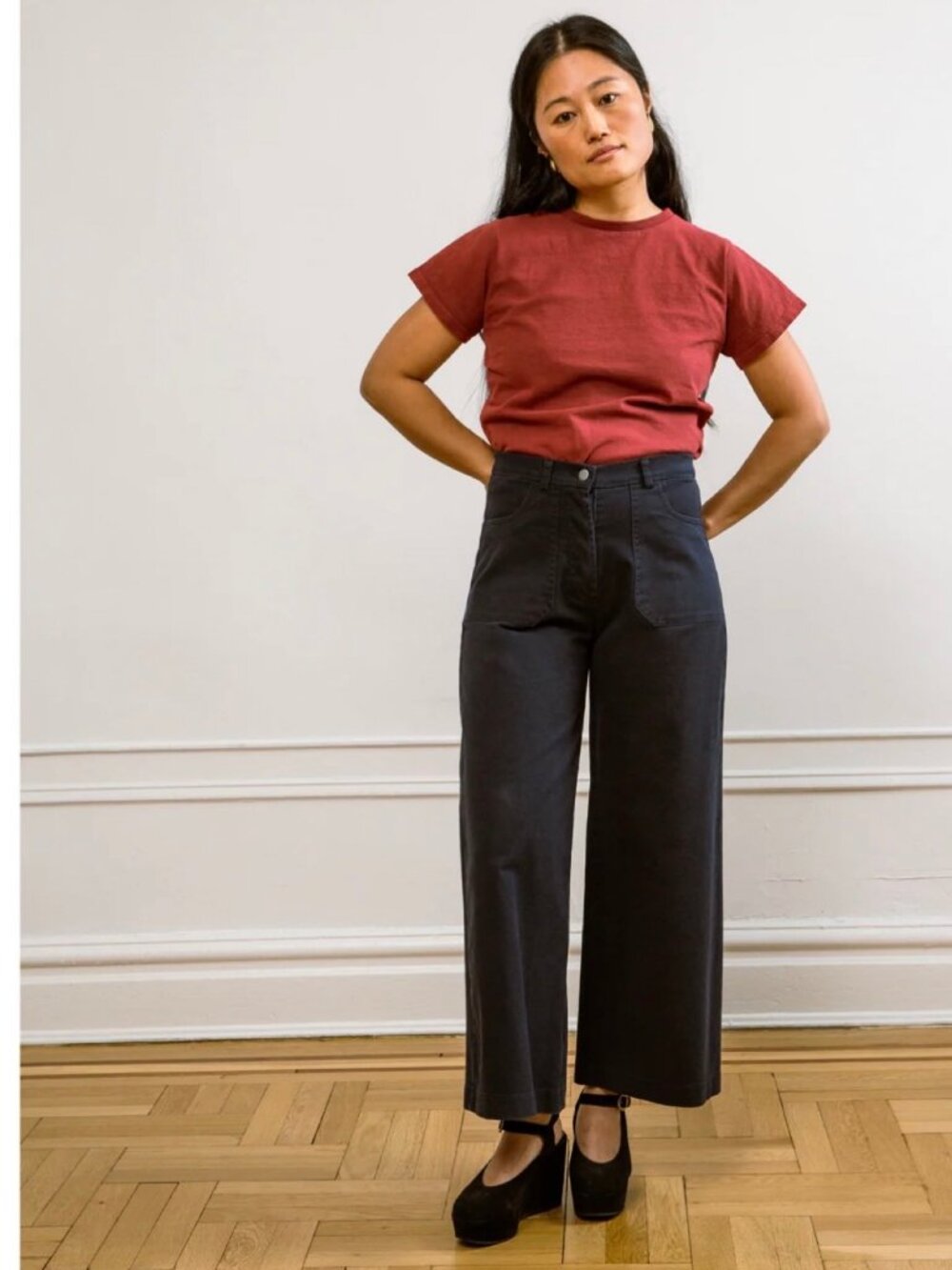 Loup Simone Wide Crop Pants Black Size L